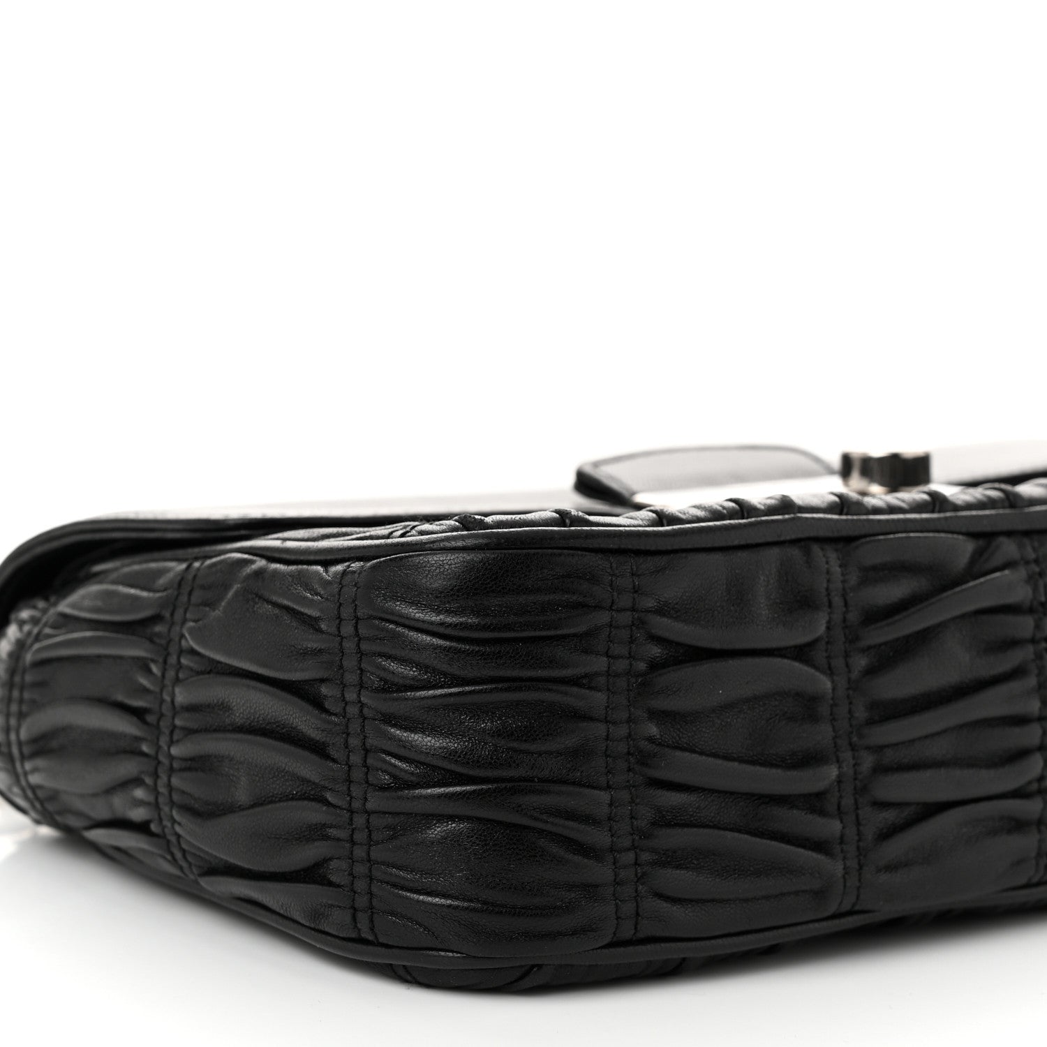 Prada Nappa Gaufre Sound Chain Flap Shoulder Bag Black 10 of 12