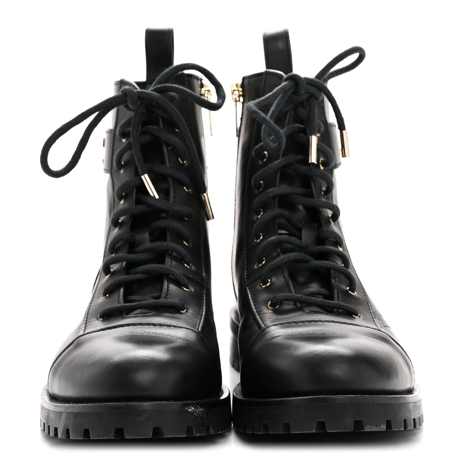 Jimmy Choo Shiny Calfskin Cayo Combat Boots 36.5 Black 3 of 11
