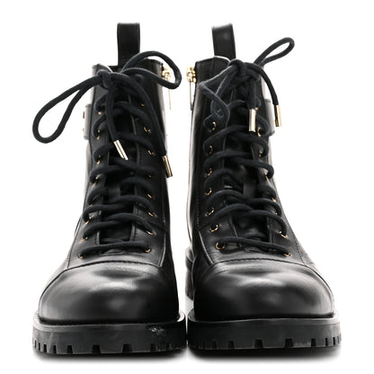 Jimmy Choo Shiny Calfskin Cayo Combat Boots 36.5 Black 3 of 11