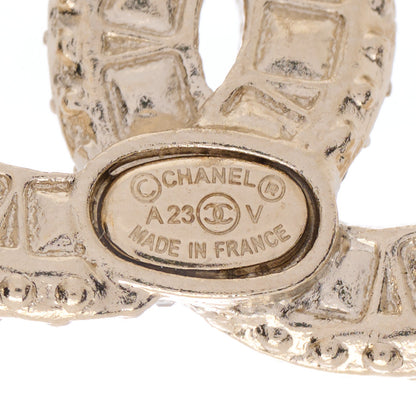 Chanel Crystal Timeless CC Earrings Light Gold 4 of 4