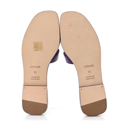 Hermes Calfskin Oran Sandals 39 Violet Majorette 5 of 8