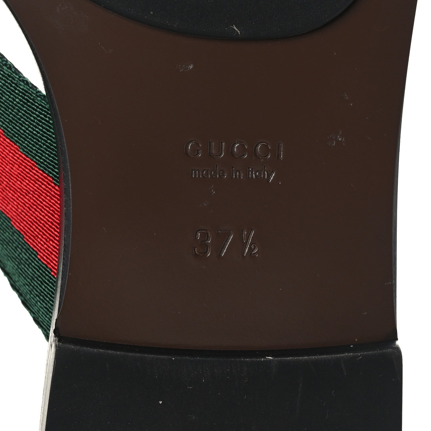 Gucci Nylon Calfskin Web GG Monogram Womens Thong Sandals 37.5 Green Red Cocoa 7 of 7