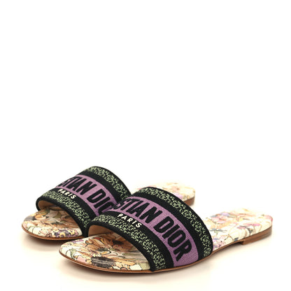 Christian Dior Canvas Embroidered 4 Saisons Dway Flat Slide Sandals 35.5 Lilac 4 of 10