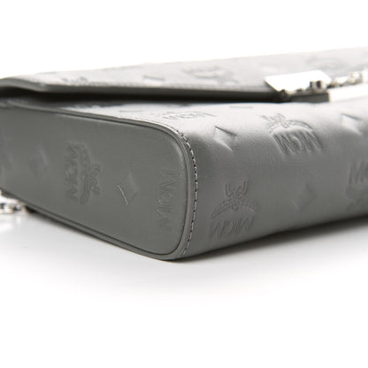 MCM Calfskin Ottomar Monogram Medium Millie Crossbody Bag Charcoal 9 of 10