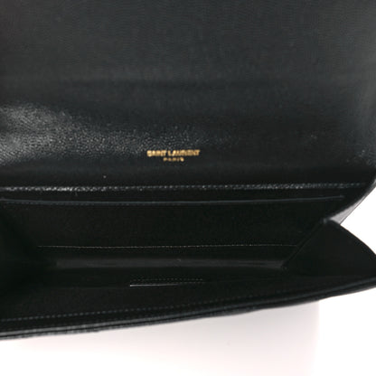 Saint Laurent Grain De Poudre Matelasse Chevron Monogram Envelope Clutch Black 5 of 9