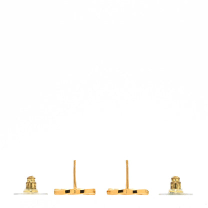 Chanel Metal CC Paris Button Stud Earrings Gold 3 of 4