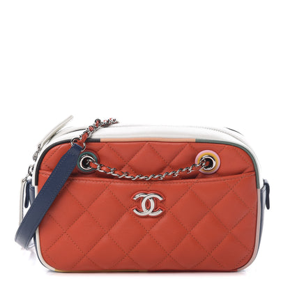 Chanel Calfskin Quilted Cuba Camera Bag Orange Navy White 1 of 10