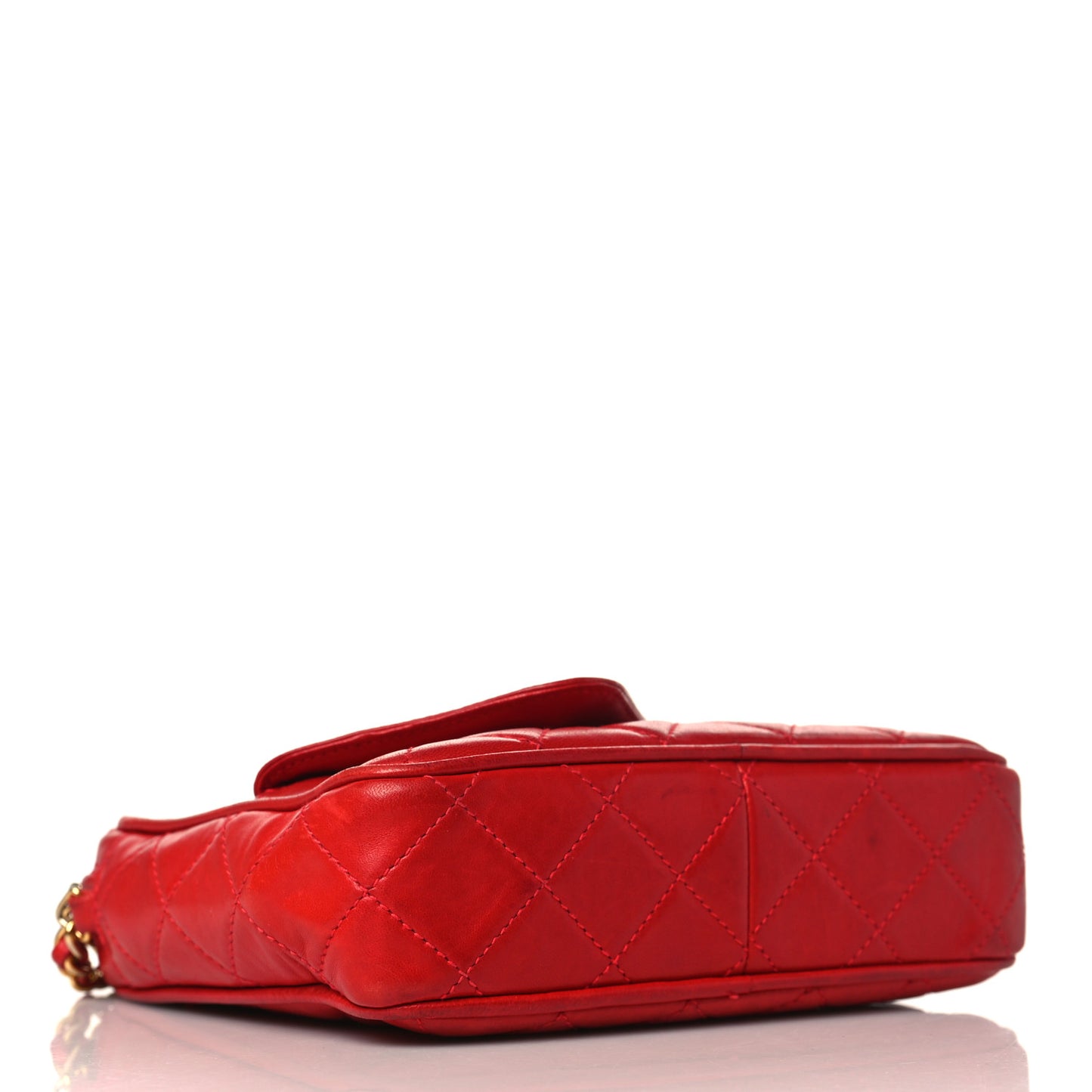 Lambskin Quilted Flap Tassel Camera Case Red