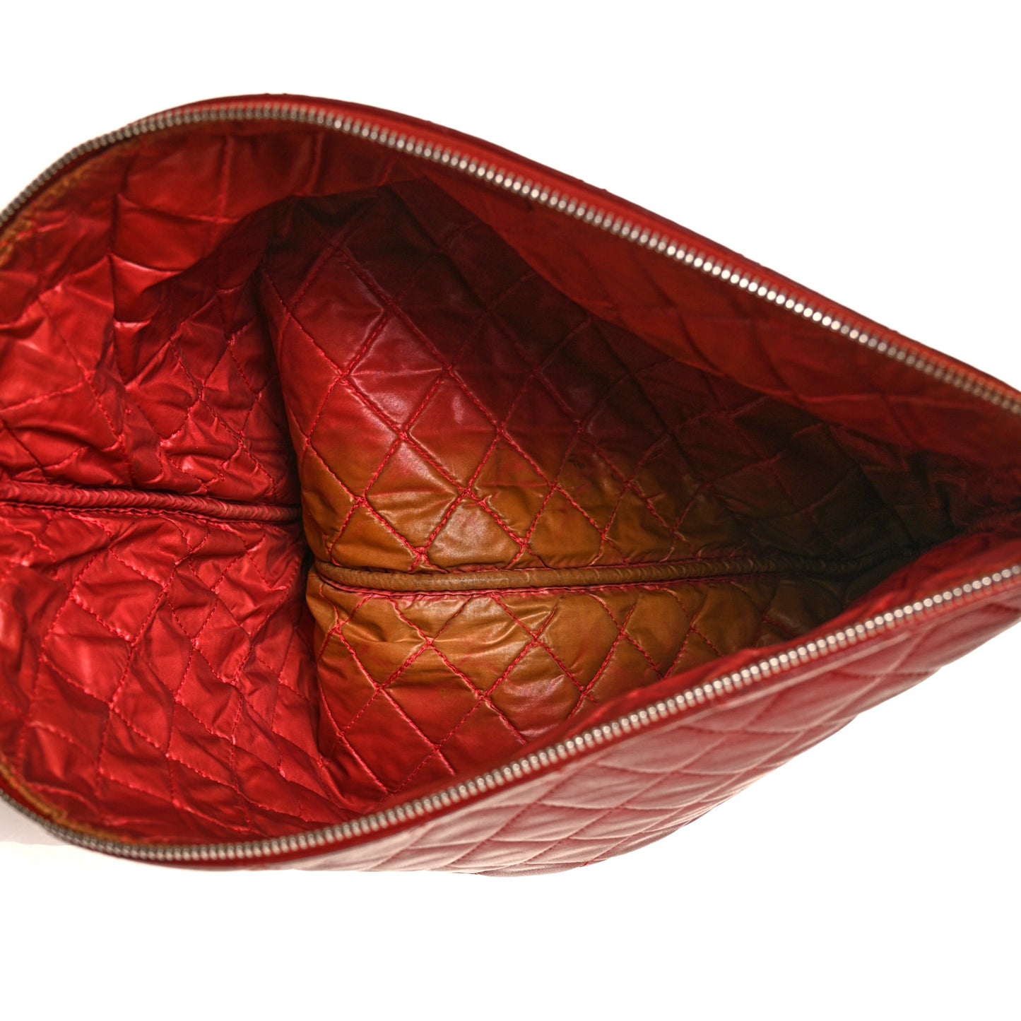 Lambskin Quilted Large Cosmetic Case Red