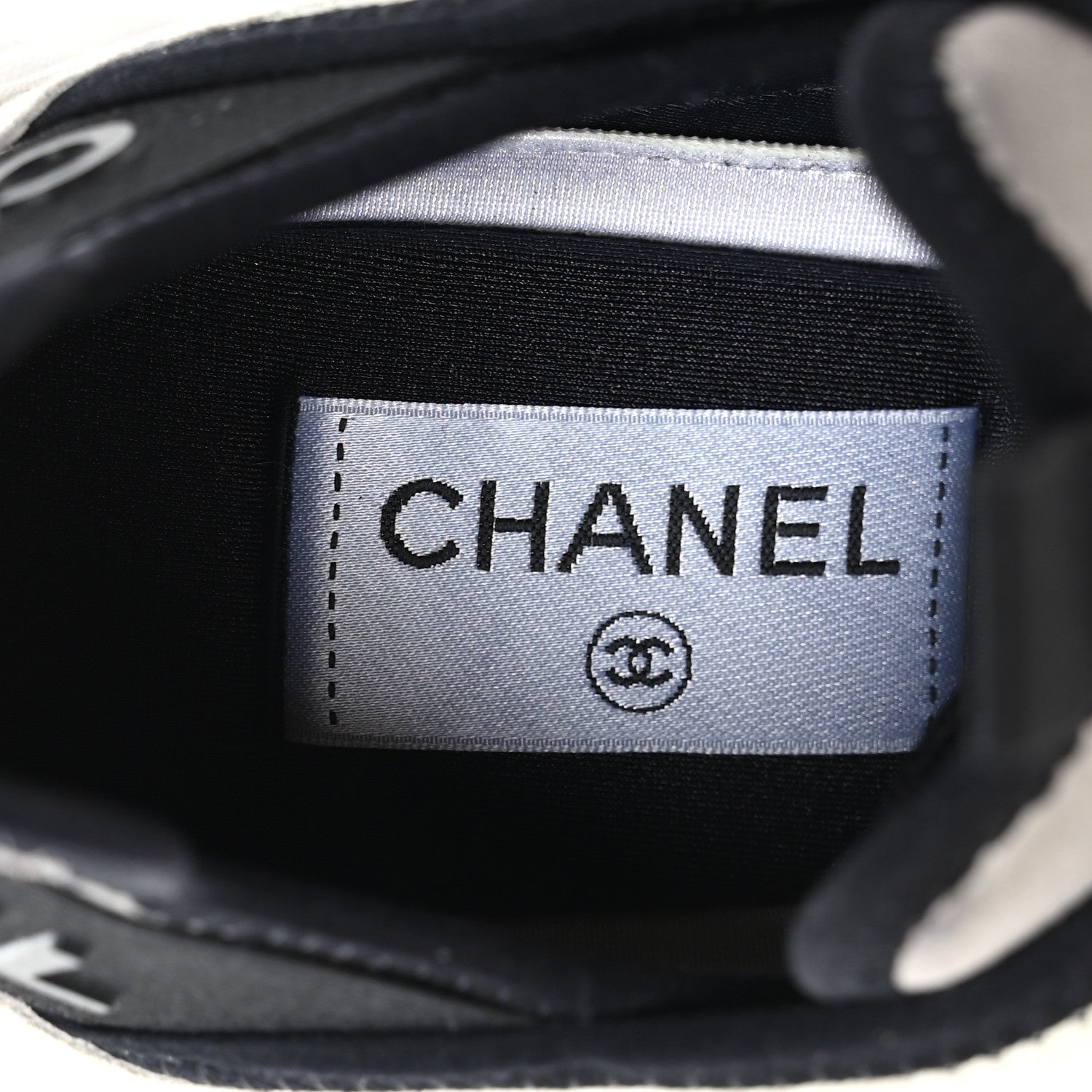 Chanel Velvet Calfskin Mixed Fibers CC Sneakers 38 Ivory Black 7 of 7