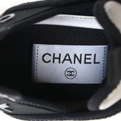 Chanel Velvet Calfskin Mixed Fibers CC Sneakers 38 Ivory Black 7 of 7