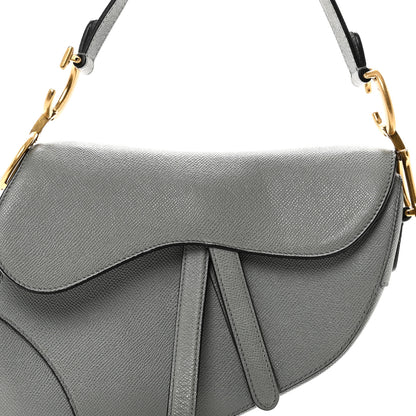 Christian Dior Grained Calfskin Saddle Bag Grey Stone 8 of 10
