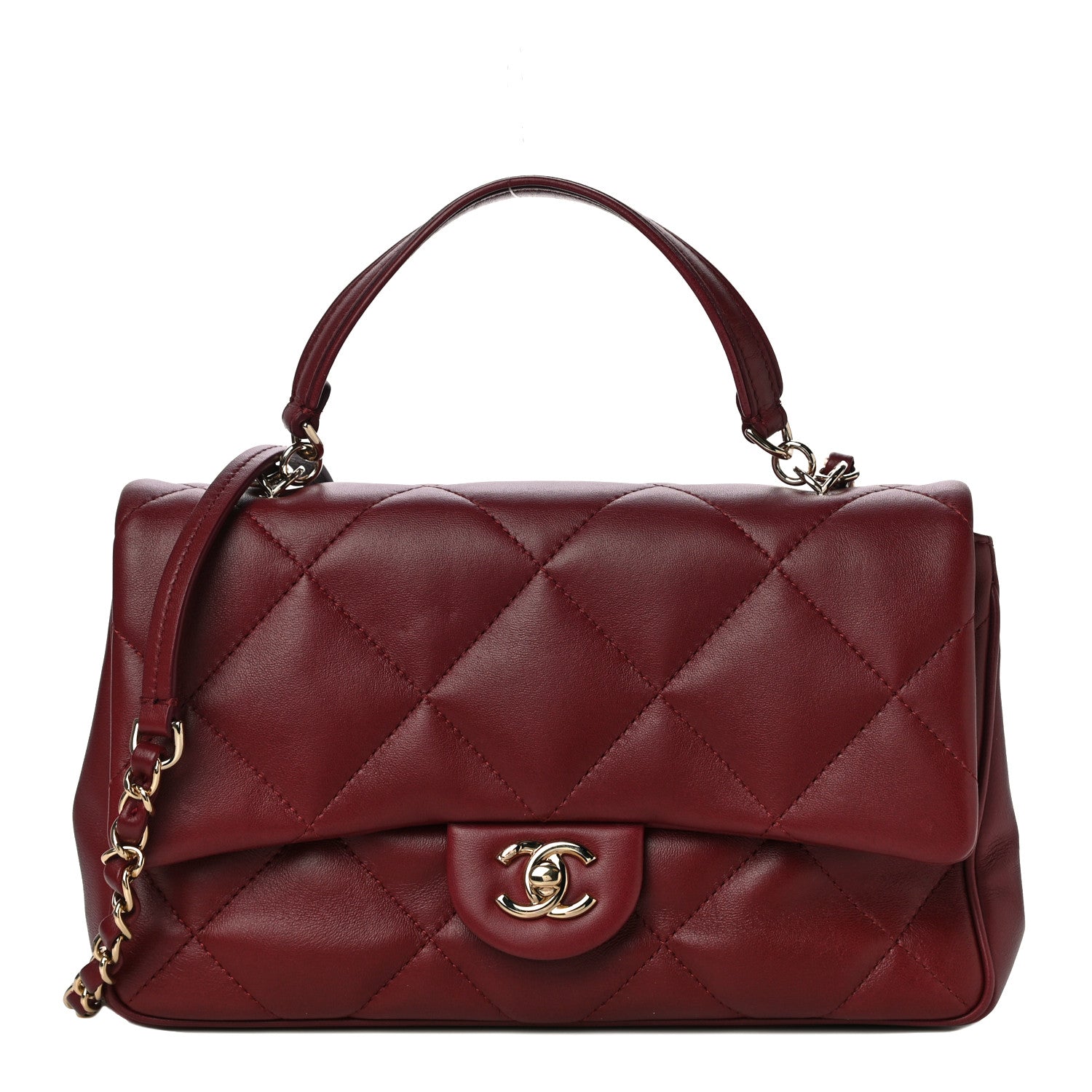 Chanel Lambskin Quilted Easy Carry Flap Burgundy 1 of 10