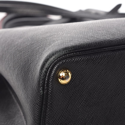 Prada Saffiano Cuir Medium Double Bag Black Fuoco 16 of 21