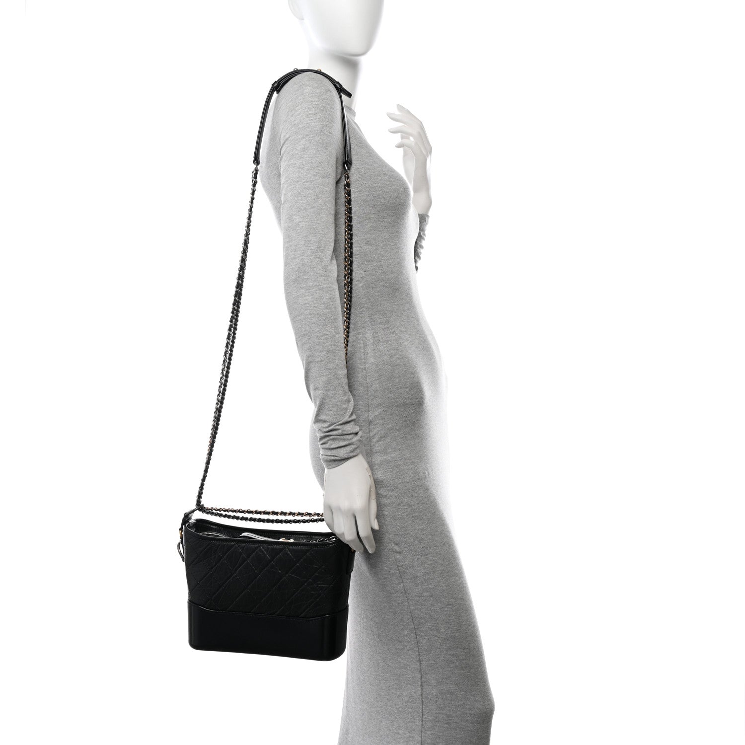 Chanel Aged Calfskin Quilted New Medium Gabrielle Hobo Black 2 of 11