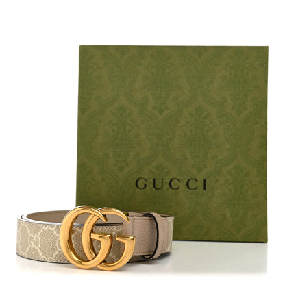 Gucci GG Supreme Monogram Matte Plutone Calfskin Double G 40mm Belt 75 30 Beige Mystic White Oatmeal 6 of 6