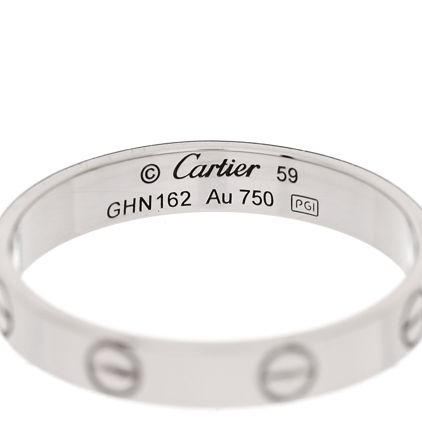 18K White Gold 3.5mm LOVE Wedding Band Ring 59 8.75