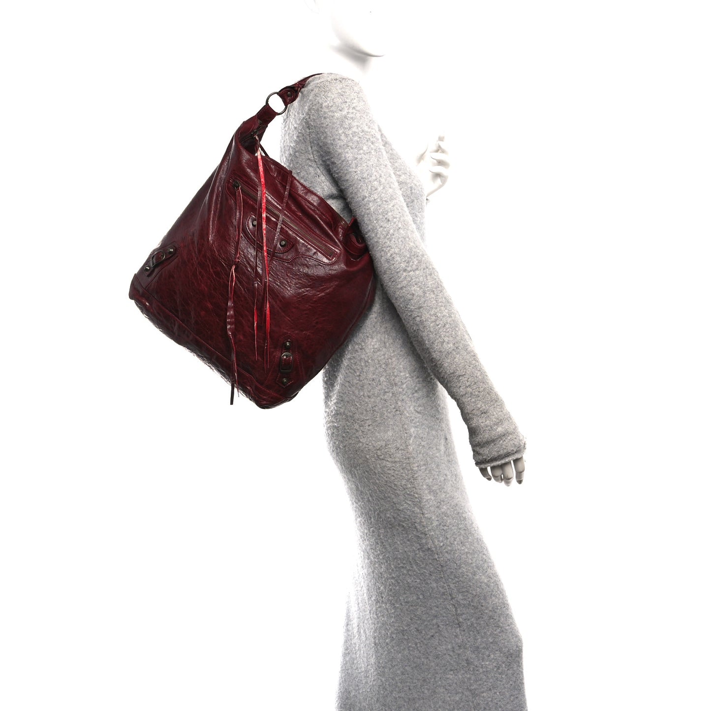 Agneau Classic Hardware Day Hobo Rouge Grenat