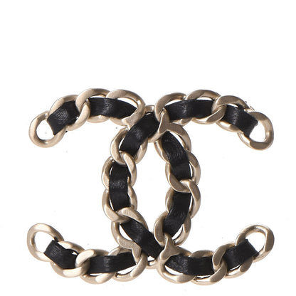 Chanel Lambskin Chain CC Brooch Black Gold 1 of 5