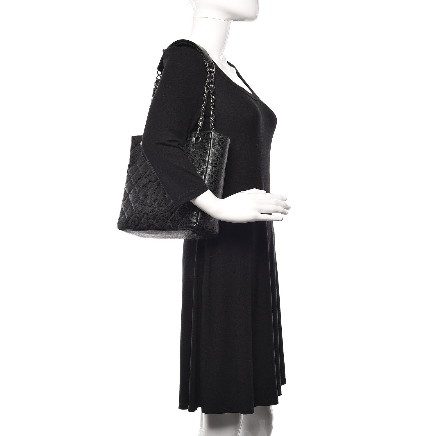 Chanel Caviar Quilted Petit Shopping Tote PST Black 2 of 10