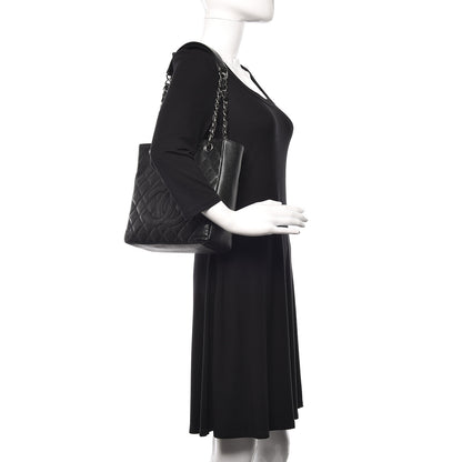 Chanel Caviar Quilted Petit Shopping Tote PST Black 2 of 10