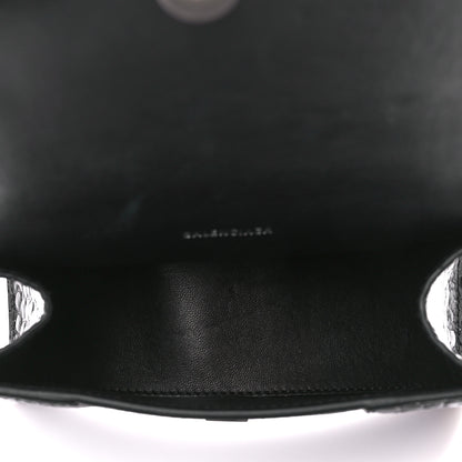 Balenciaga Shiny Calfskin Monochrome Crocodile Embossed Hourglass Top Handle Bag XS Black 5 of 10