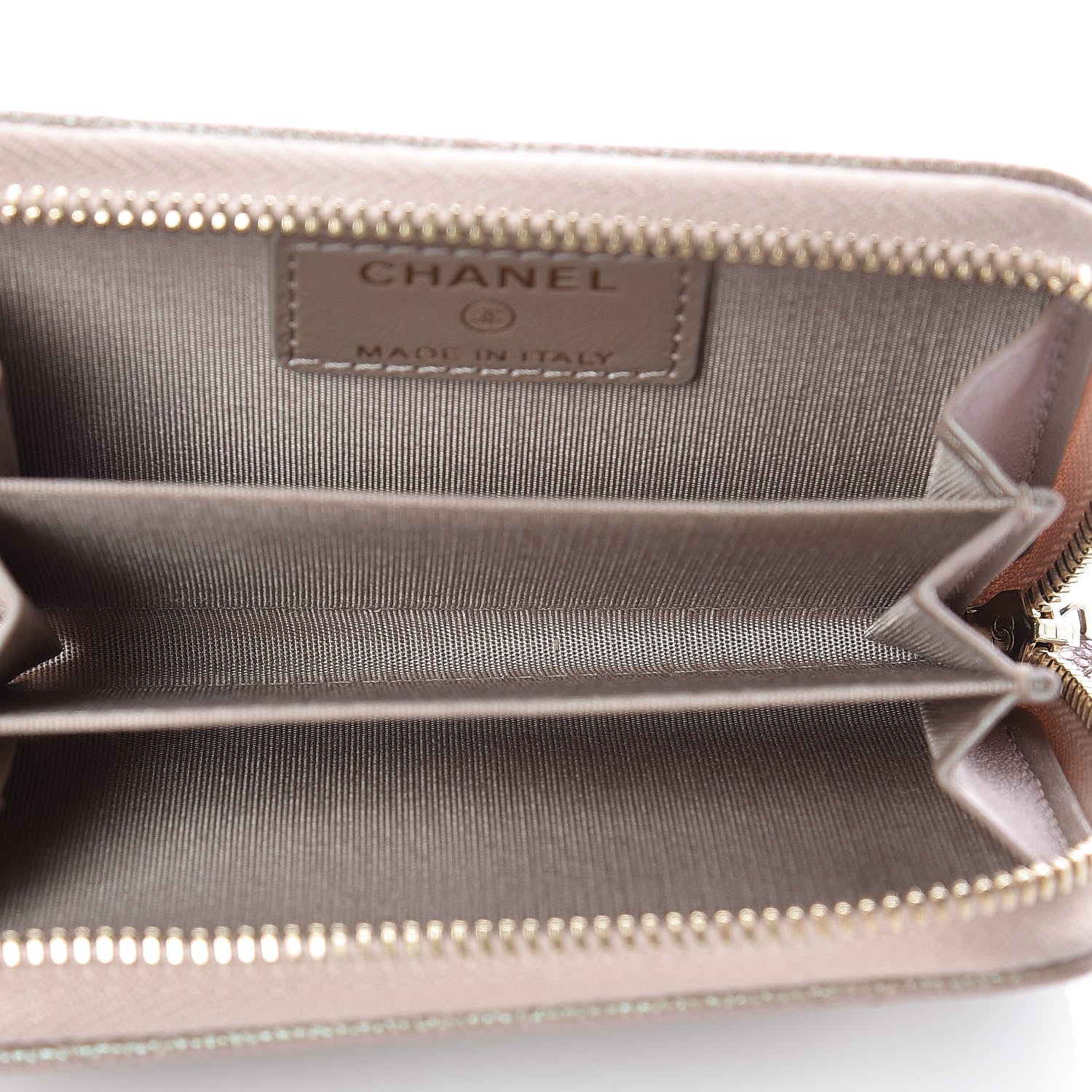Chanel Iridescent Caviar Quilted Zip Coin Purse Beige 5 of 10