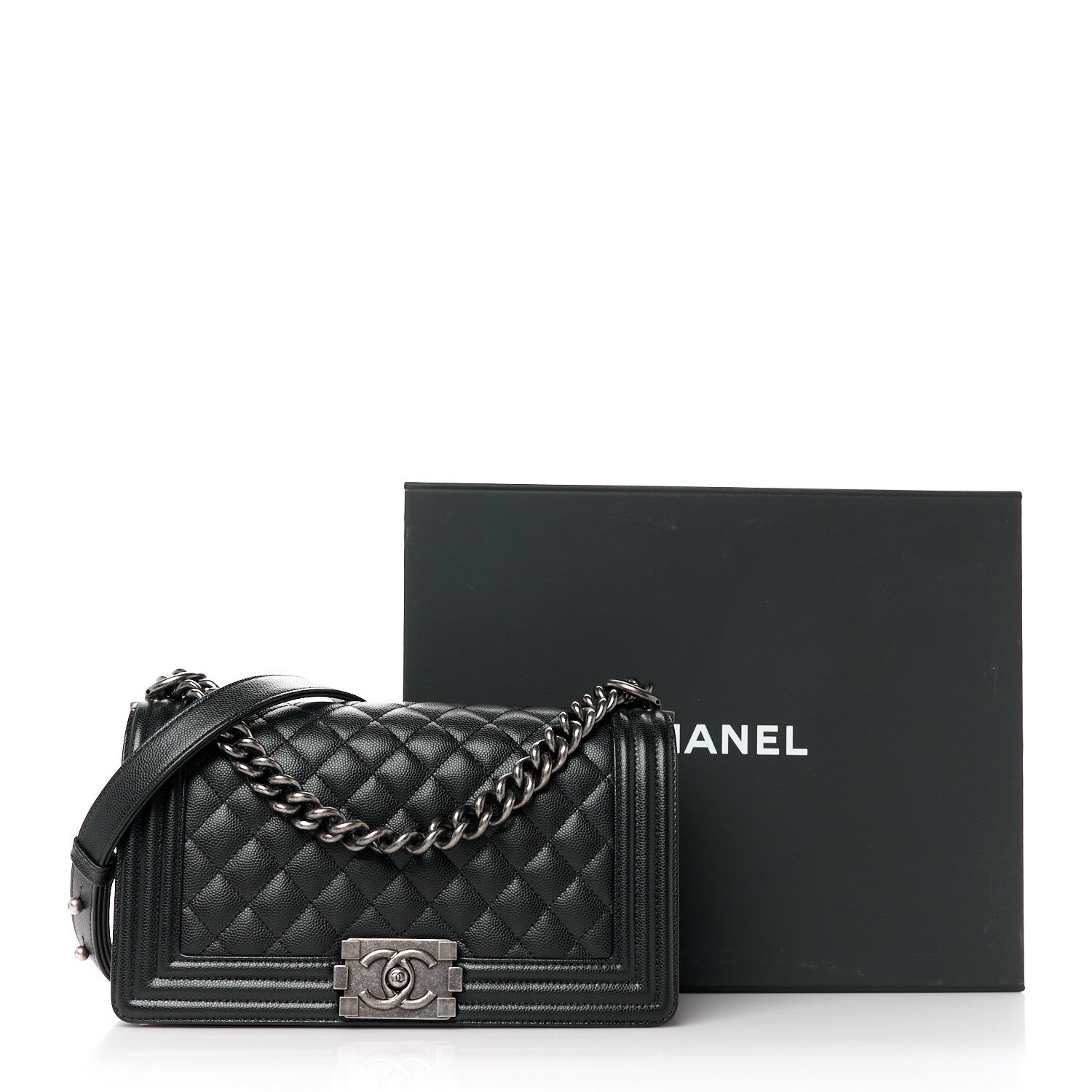 Chanel Caviar Quilted Medium Boy Flap Black 11 of 11