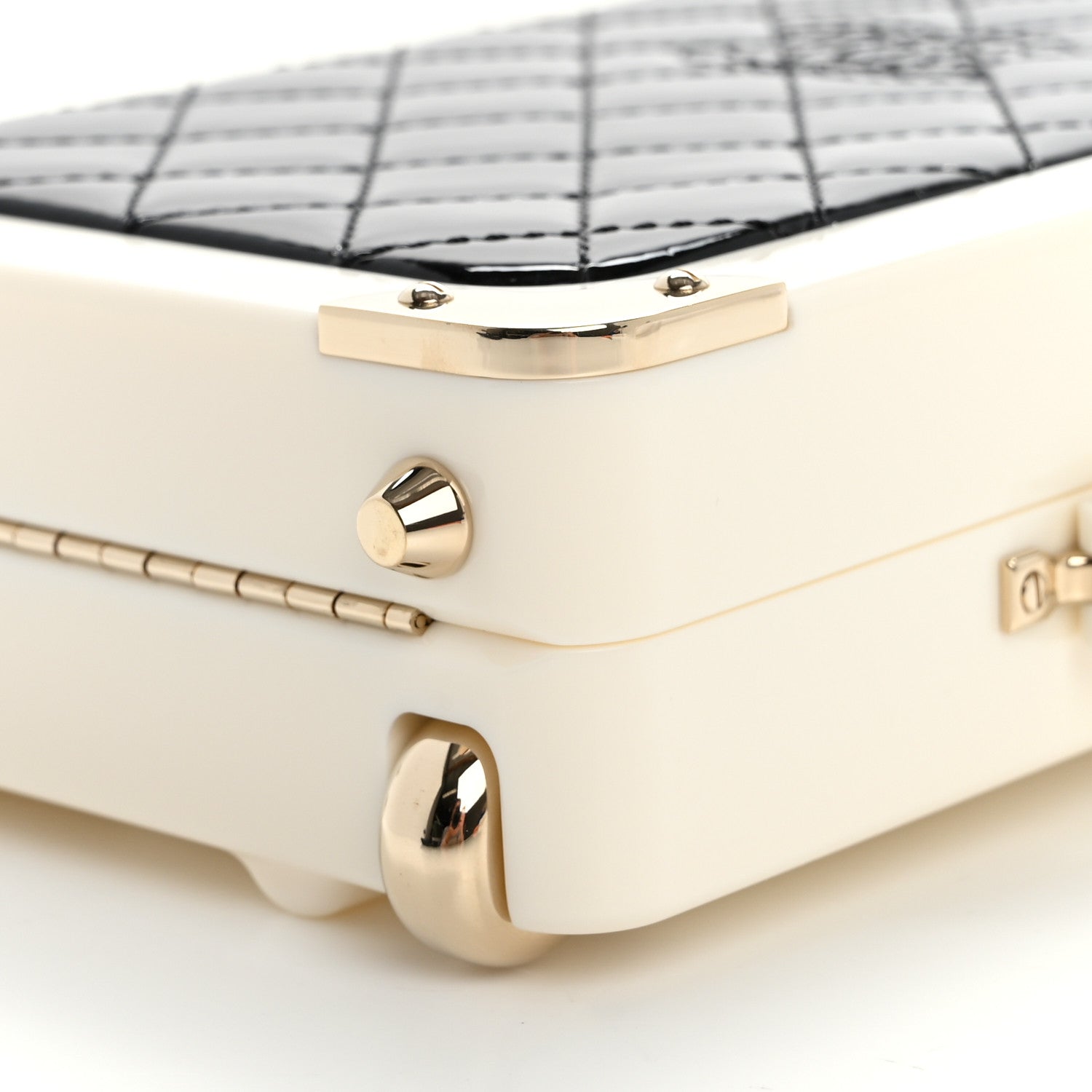Chanel Plexiglass Patent Evening In The Air Mini Trolley Minaudiere Clutch Black White 10 of 12