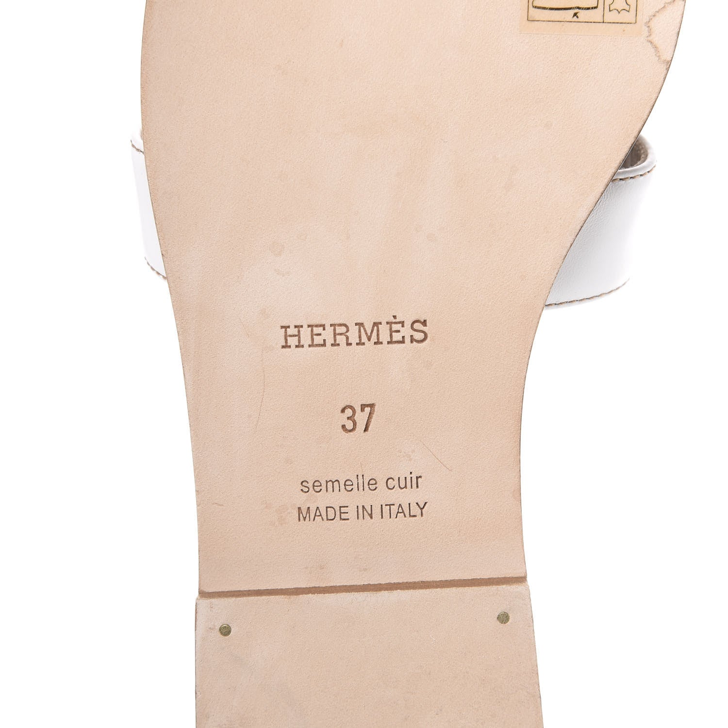 Hermes Box Calfskin Oran Sandals 37 White 7 of 8
