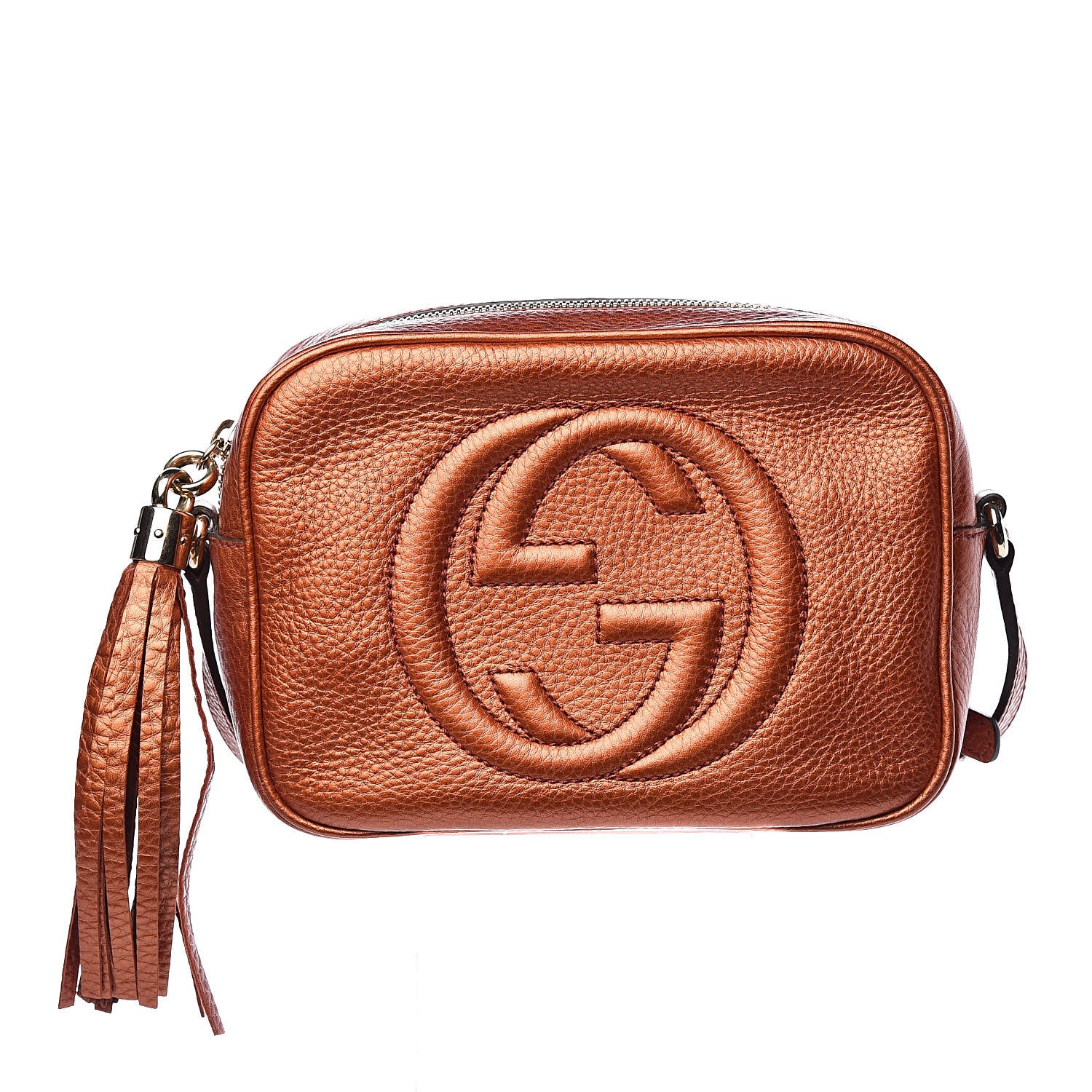 Gucci Metallic Pebbled Calfskin Small Soho Disco Bag Burnt Orange 1 of 10