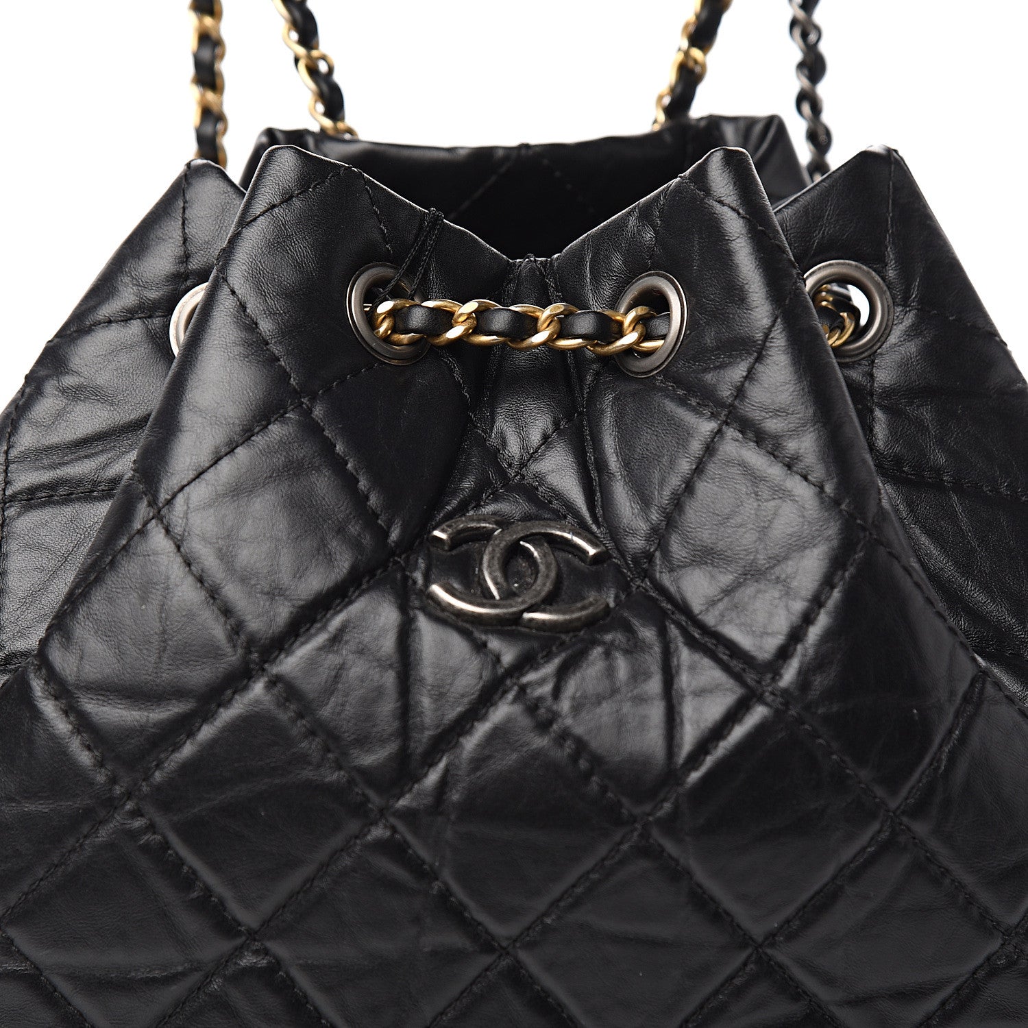Chanel Aged Calfskin Quilted Gabrielle Backpack Black 9 of 10