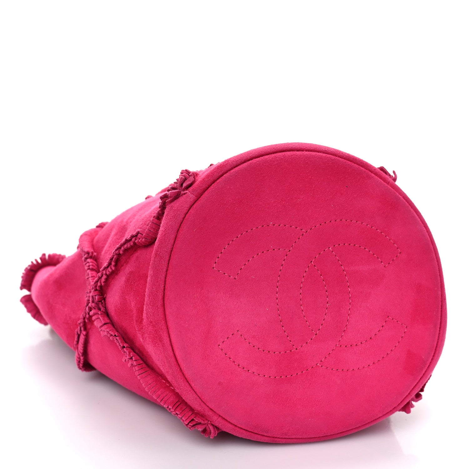 Chanel Suede Fringe Drawstring Bag Fuchsia 4 of 10