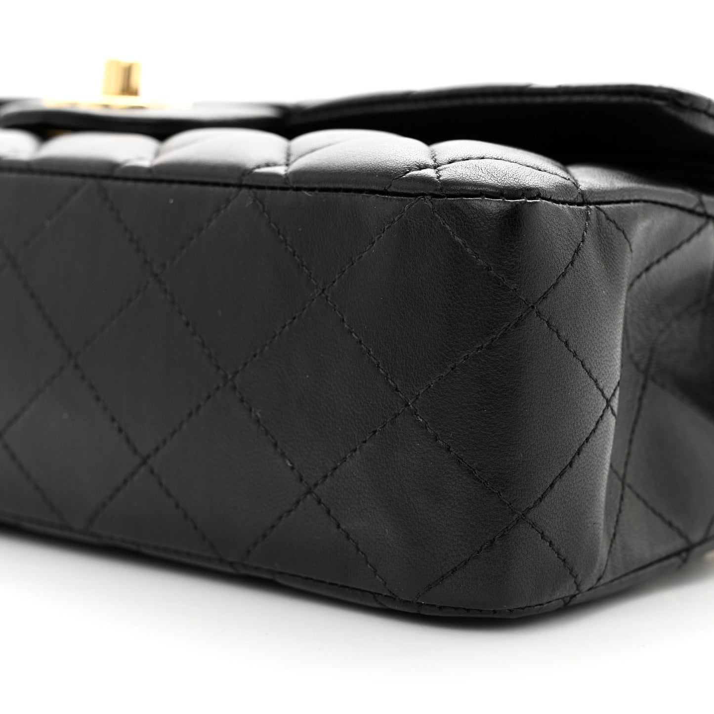 Lambskin Quilted Medium Double Flap Black