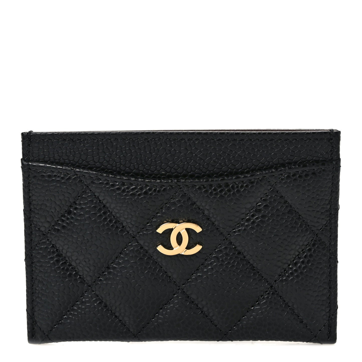 Caviar Quilted Card Holder Black