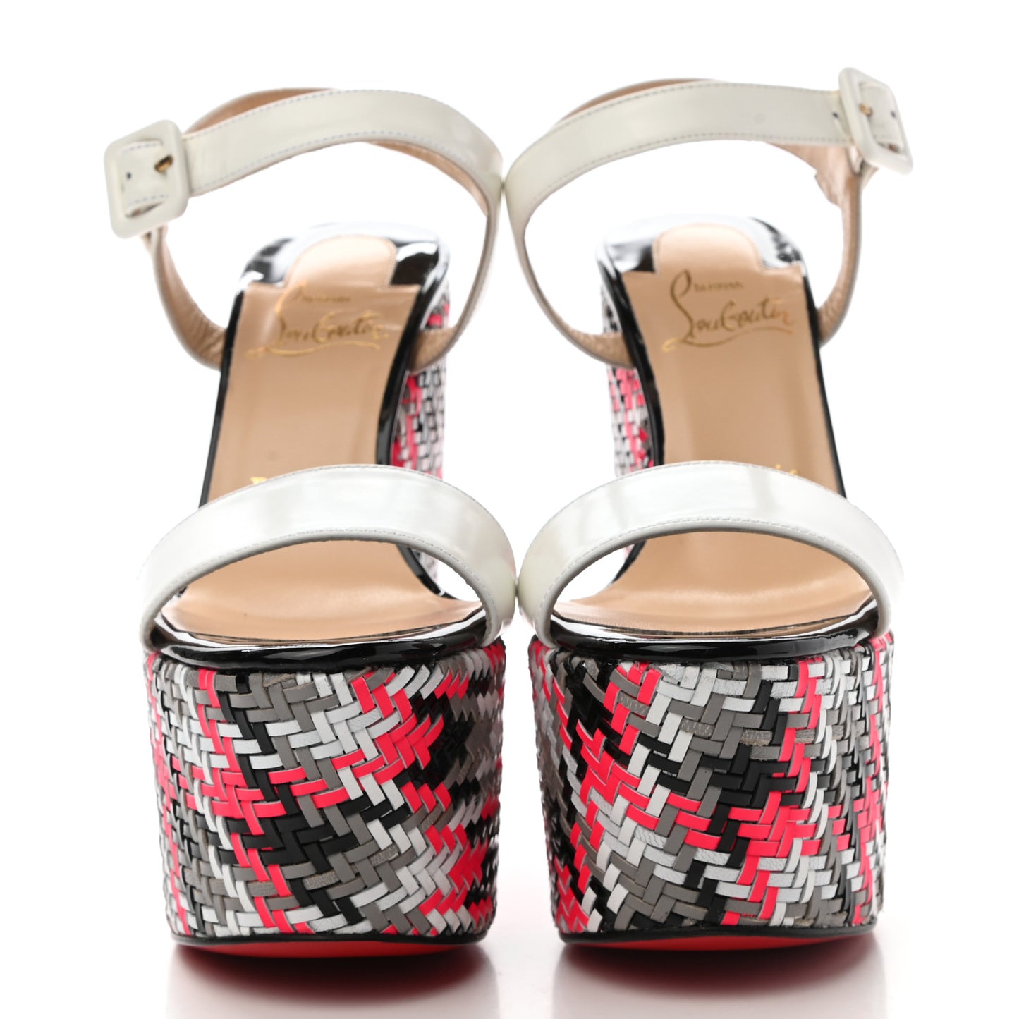 Jazz Patent Tresse Belle Tige 160 Platform Sandal White Fluo Rose