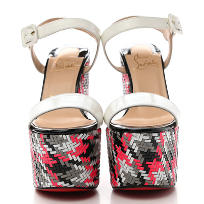 Christian Louboutin Jazz Patent Tresse Belle Tige 160 Platform Sandal White Fluo Rose 2 of 9