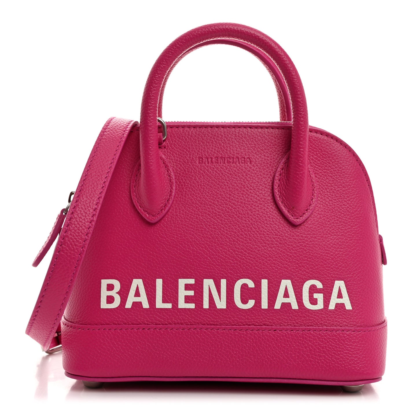 Grained Calfskin Logo XXS Ville Top Handle Bag Violet White
