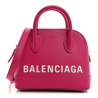 Balenciaga Grained Calfskin Logo XXS Ville Top Handle Bag Violet White 1 of 11