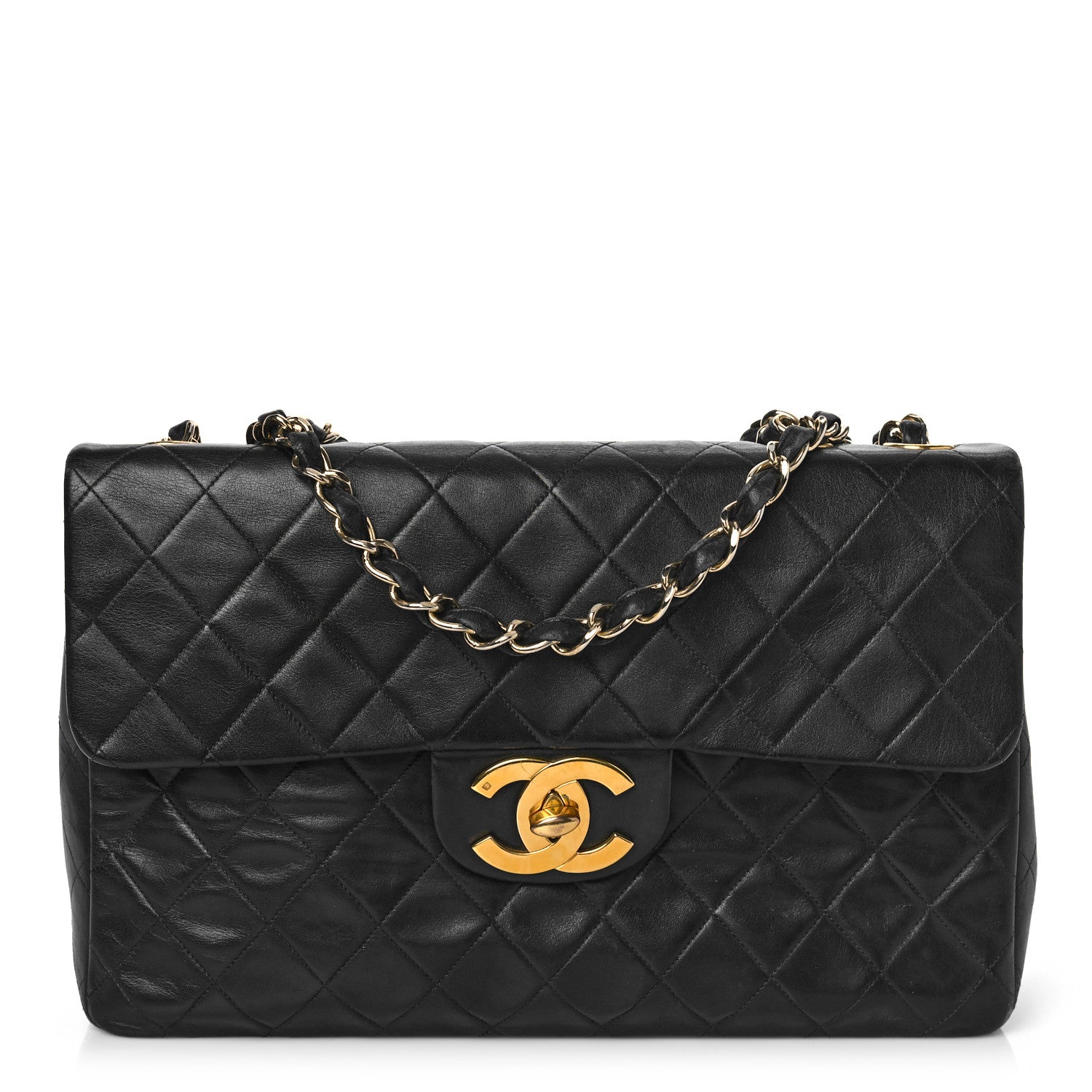 Chanel Lambskin Quilted XL Jumbo Single Flap Black 1 of 14