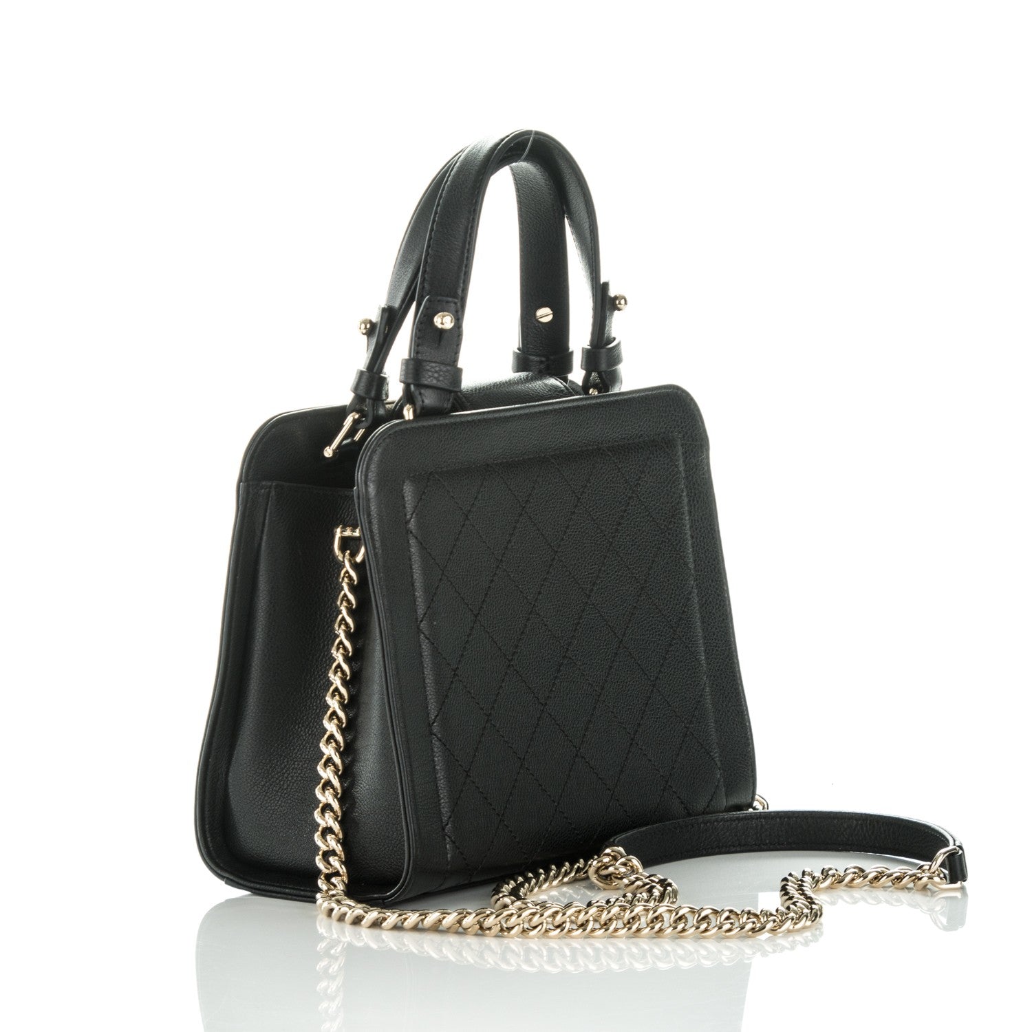 Chanel Grained Calfskin Stitched Small Label Click Shopper Tote Black 3 of 7