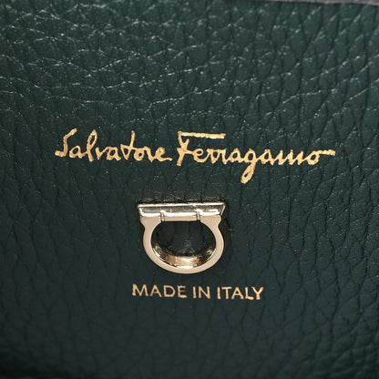 Salvatore Ferragamo Hammered Calfskin Medium Studio Top Handle Bag Dark Green 6 of 8