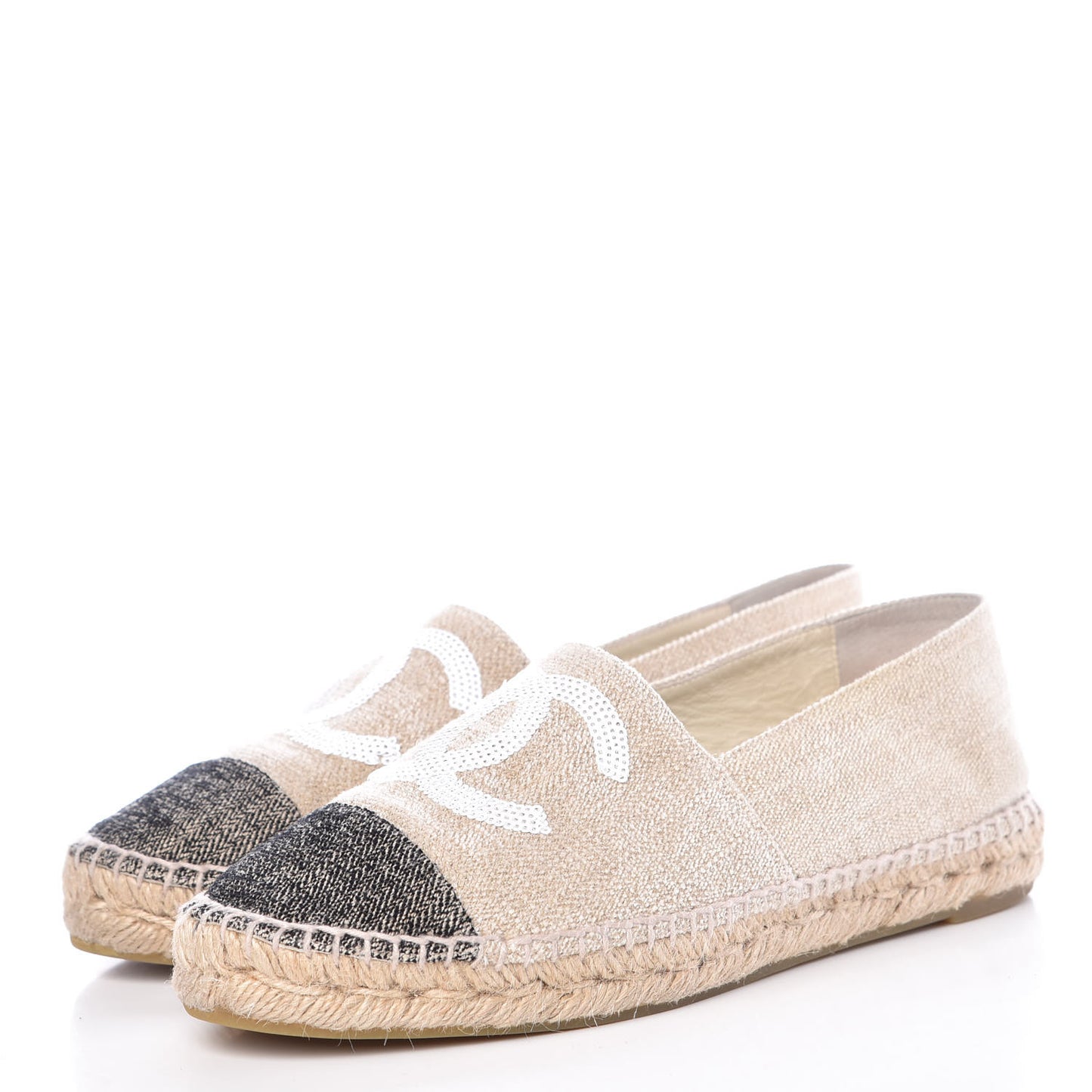 Toile Sequin CC Espadrilles 39 Beige Black