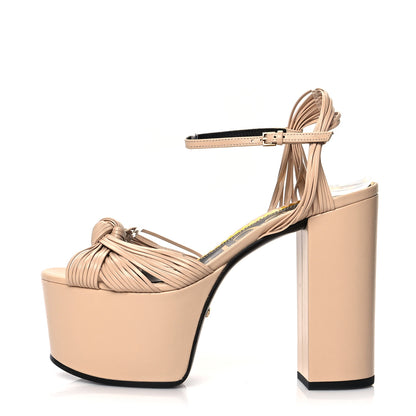 Gucci Malaga Kid Knotted Strap Crawford Platform Sandals 37 Skin Rose 1 of 8