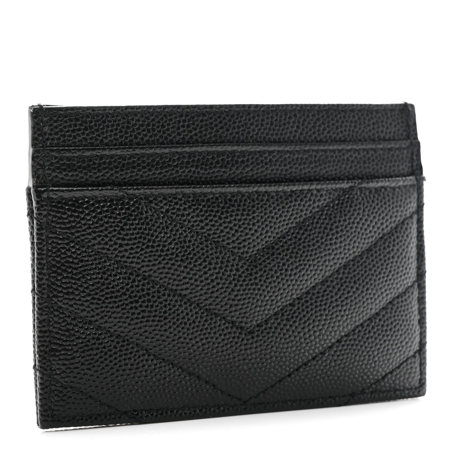 Grain De Poudre Matelasse Chevron Monogram Credit Card Case Black