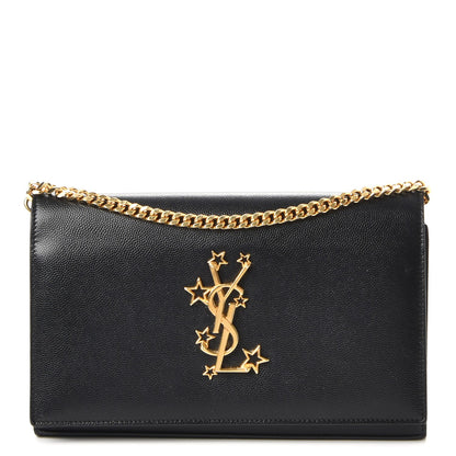 Saint Laurent Grain De Poudre Star Studded Monogram Wallet on Chain Black 1 of 9