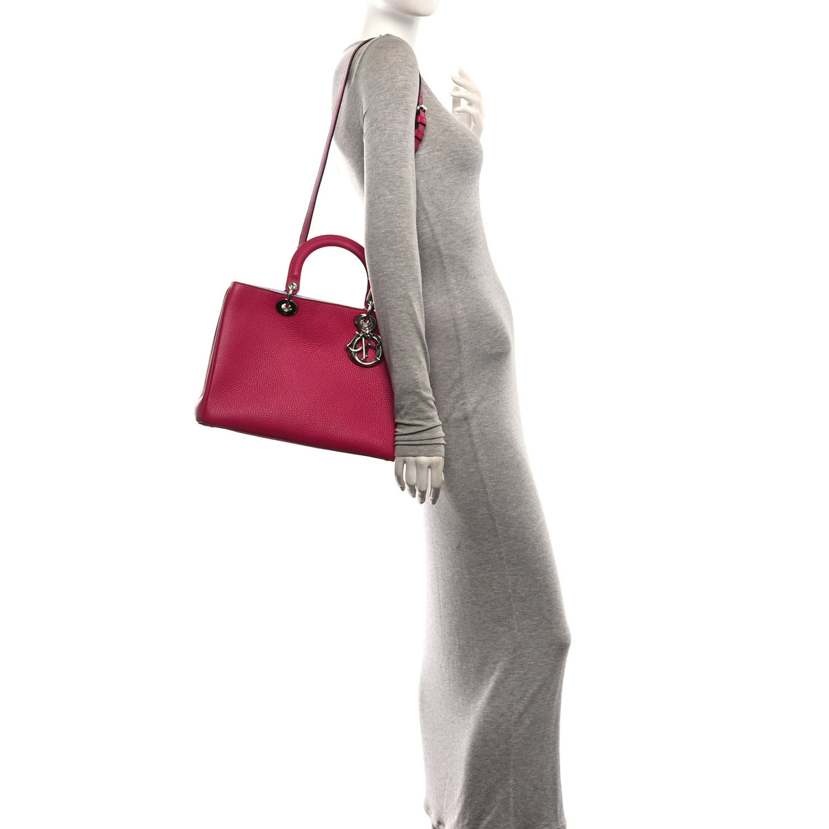 Christian Dior Bullcalf Medium Diorissimo Tote Fuchsia 2 of 9