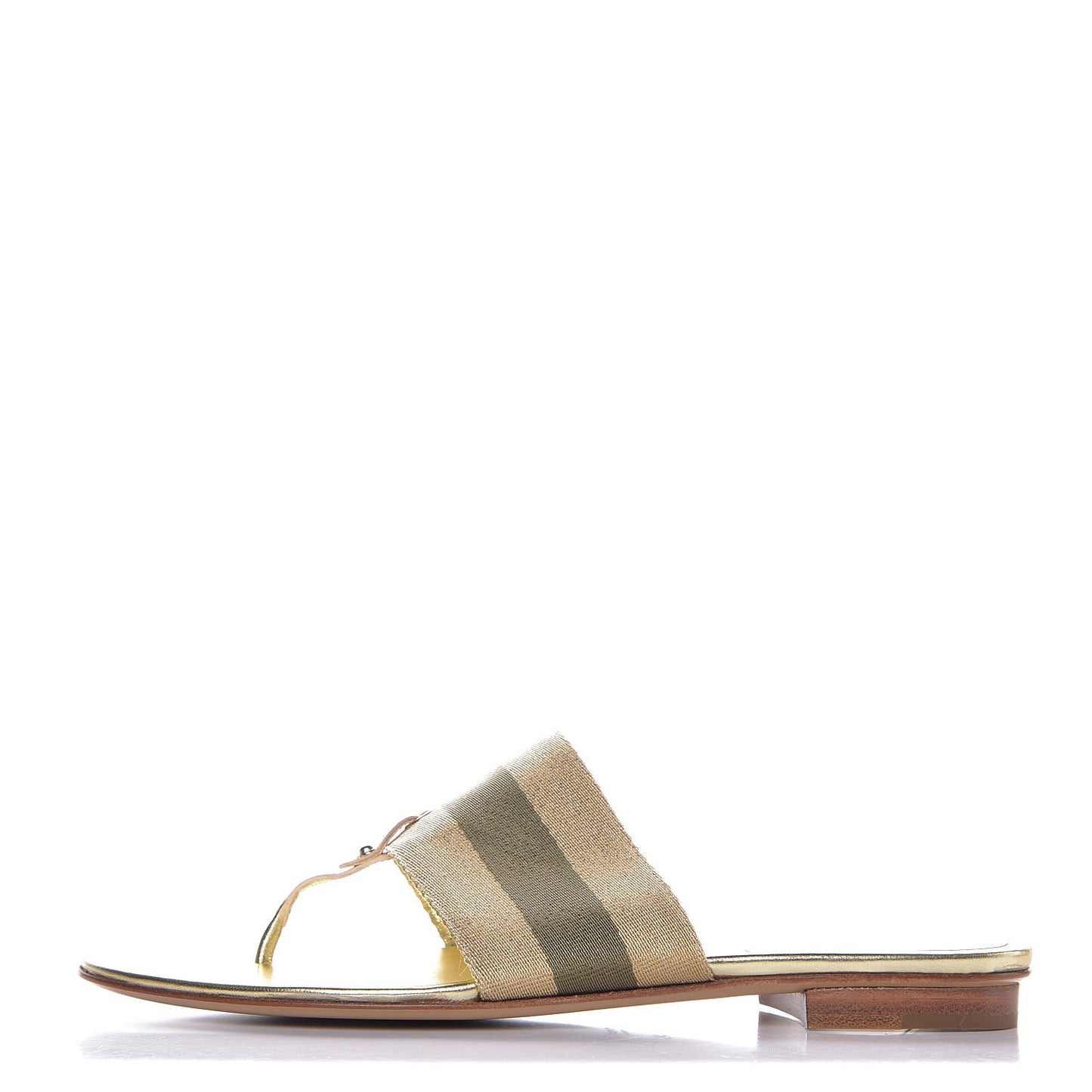 Metallic Calfskin Web Thong Sandals 8.5 Gold
