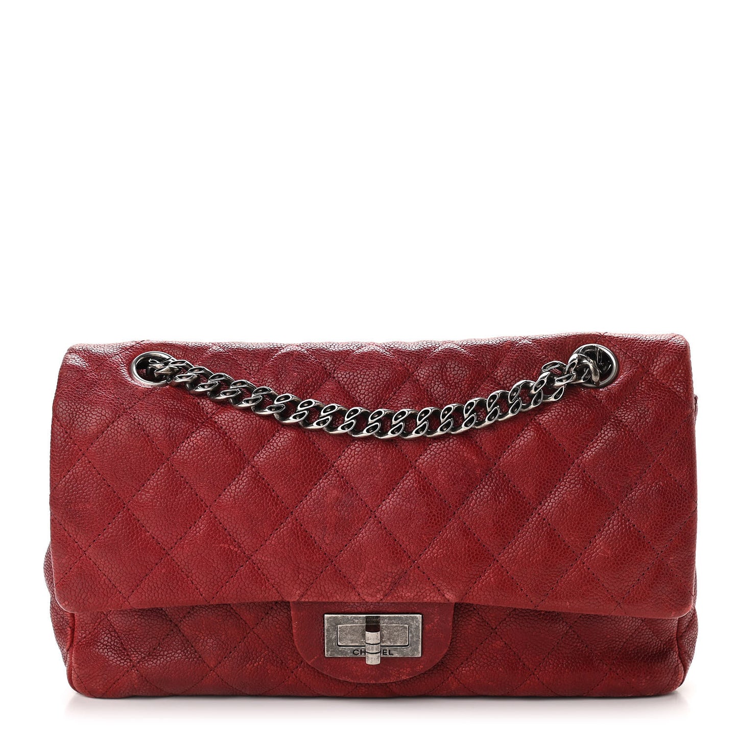 Washed Caviar Quilted 2.55 Reissue 225 Bijoux Chain Flap Red