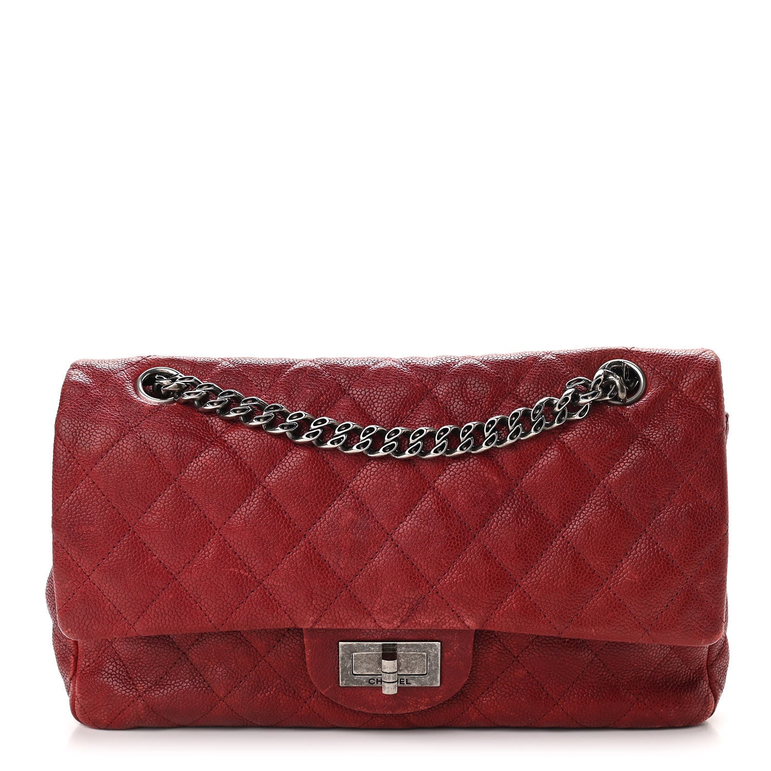 Chanel Washed Caviar Quilted 2.55 Reissue 225 Bijoux Chain Flap Red 1 of 13